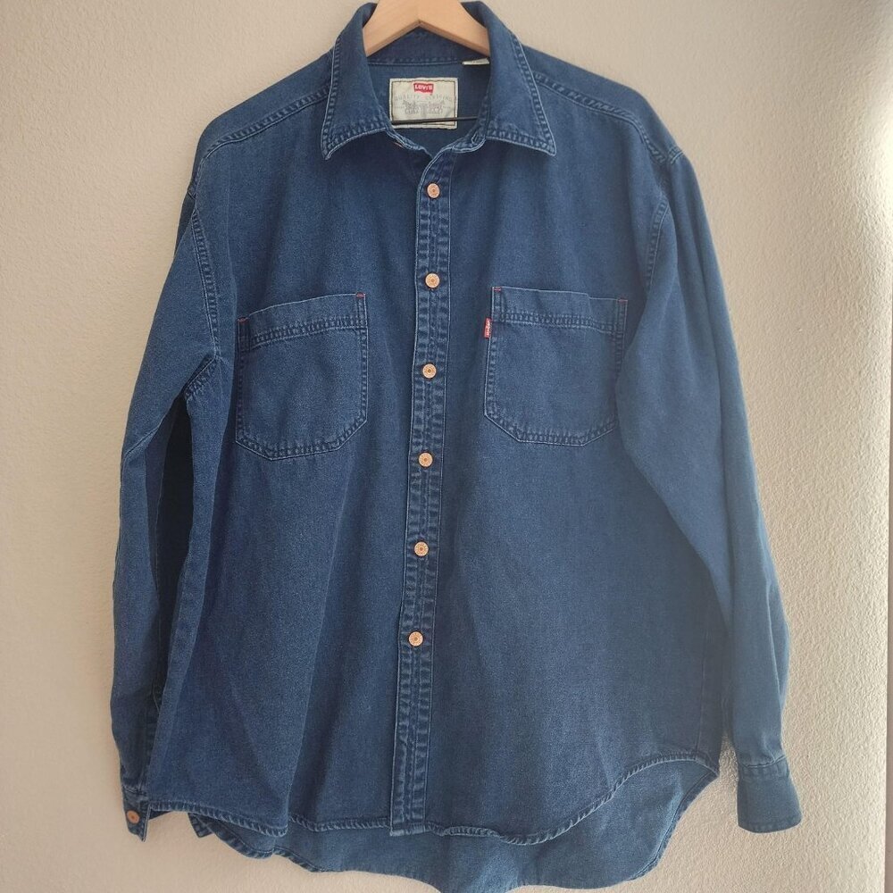 VINTAGE Levi's Shirt Mens XL Denim Button Up Red Tab Long Sleeve 90s 60560-1317